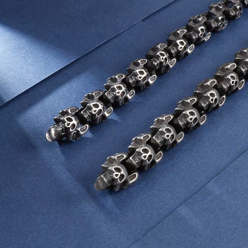 Jewelry 12mm Evil Ghost Head Skull Chain Bracelet Size ONE SIZE - 3 Thumbnail