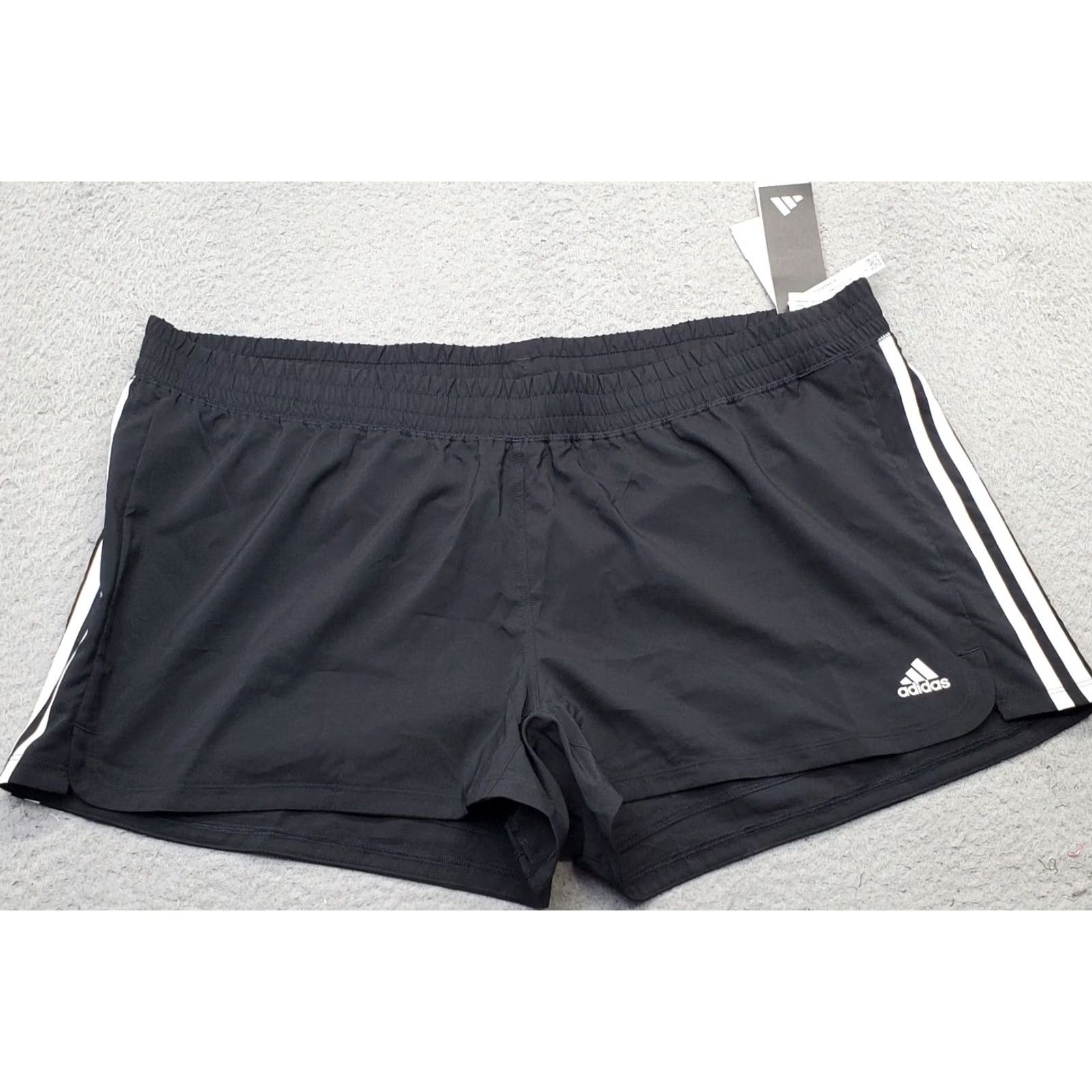 Adidas Adidas Training Shorts Womens Size 2XL Black White Stripes Elastic Waist Pull On Size 40" / US 18 - 2 Thumbnail