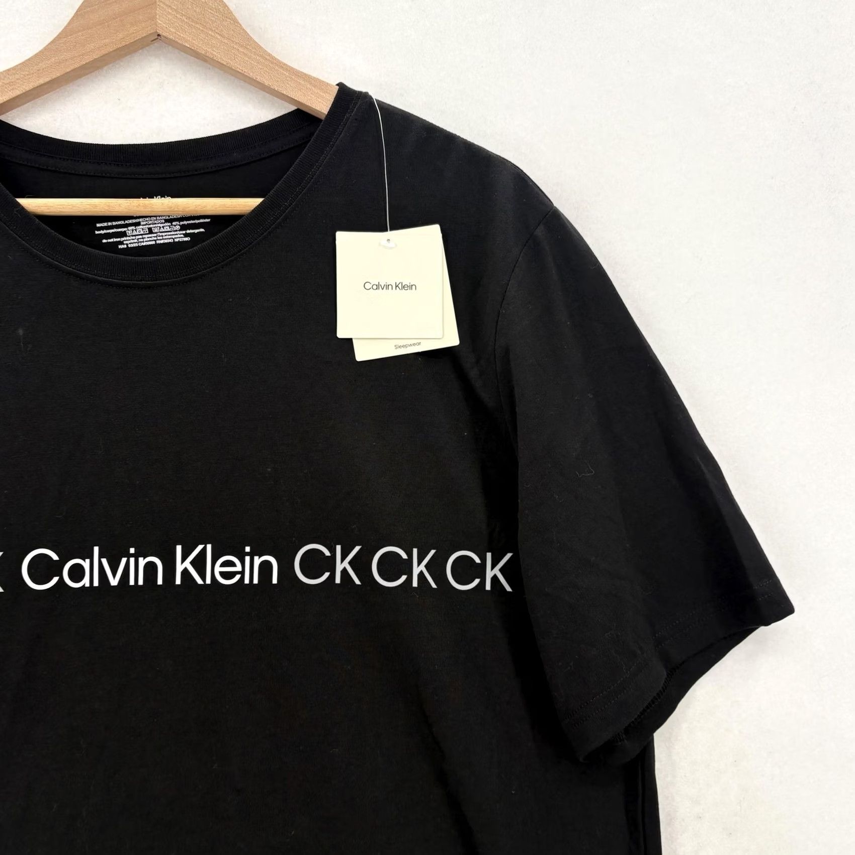 Calvin Klein Calvin Klein Pajama Top Mens Large Black Logo Cotton Microfiber Sleepwear Tee Size US L / EU 52-54 / 3 - 2 Thumbnail