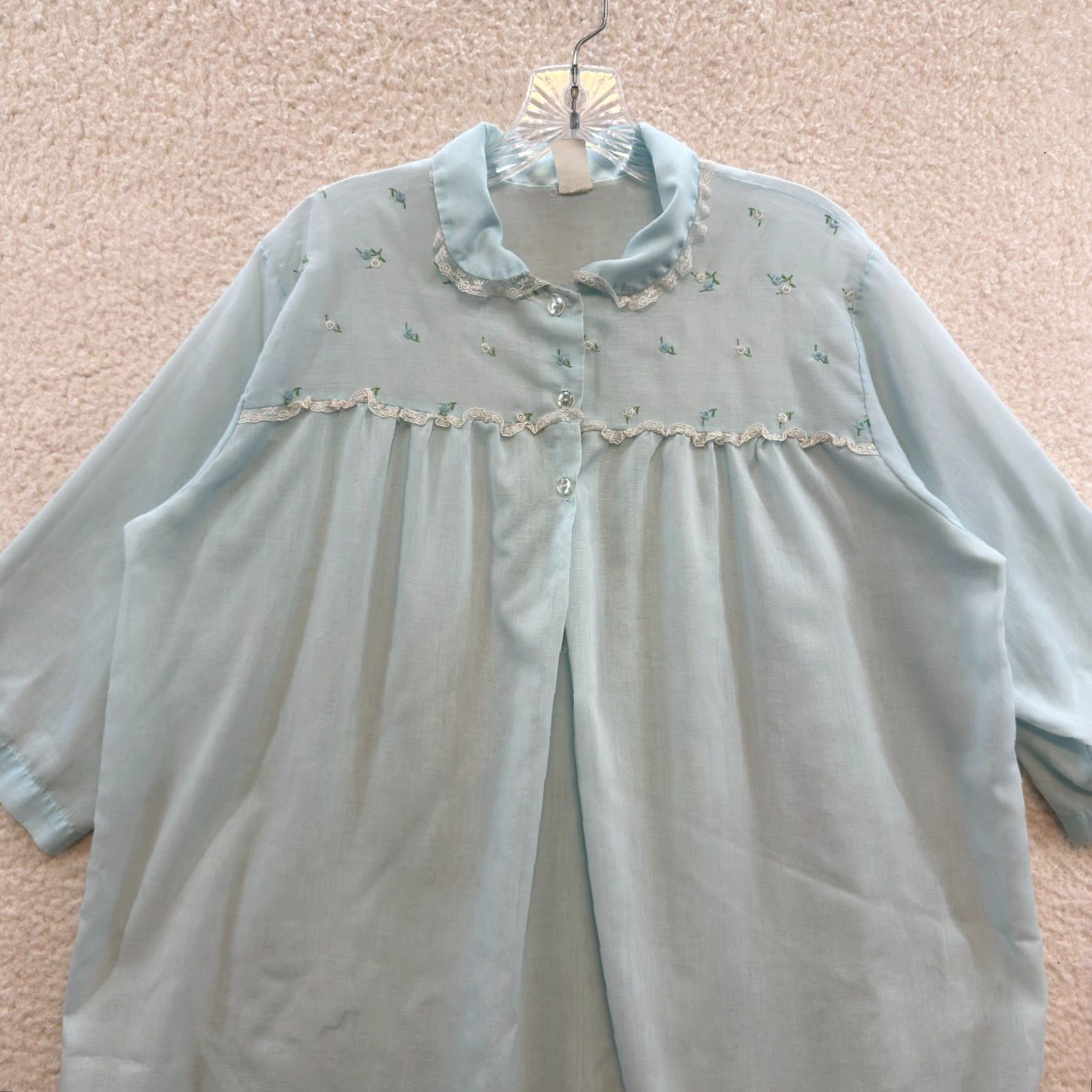 Vintage VINTAGE Nightgown Sleep Dress 1X Blue Embroidered Grandma Prairie Cottagecore Shirt Womens Witchительные Size XL / US 12-14 / IT 48-50 - 3 Thumbnail