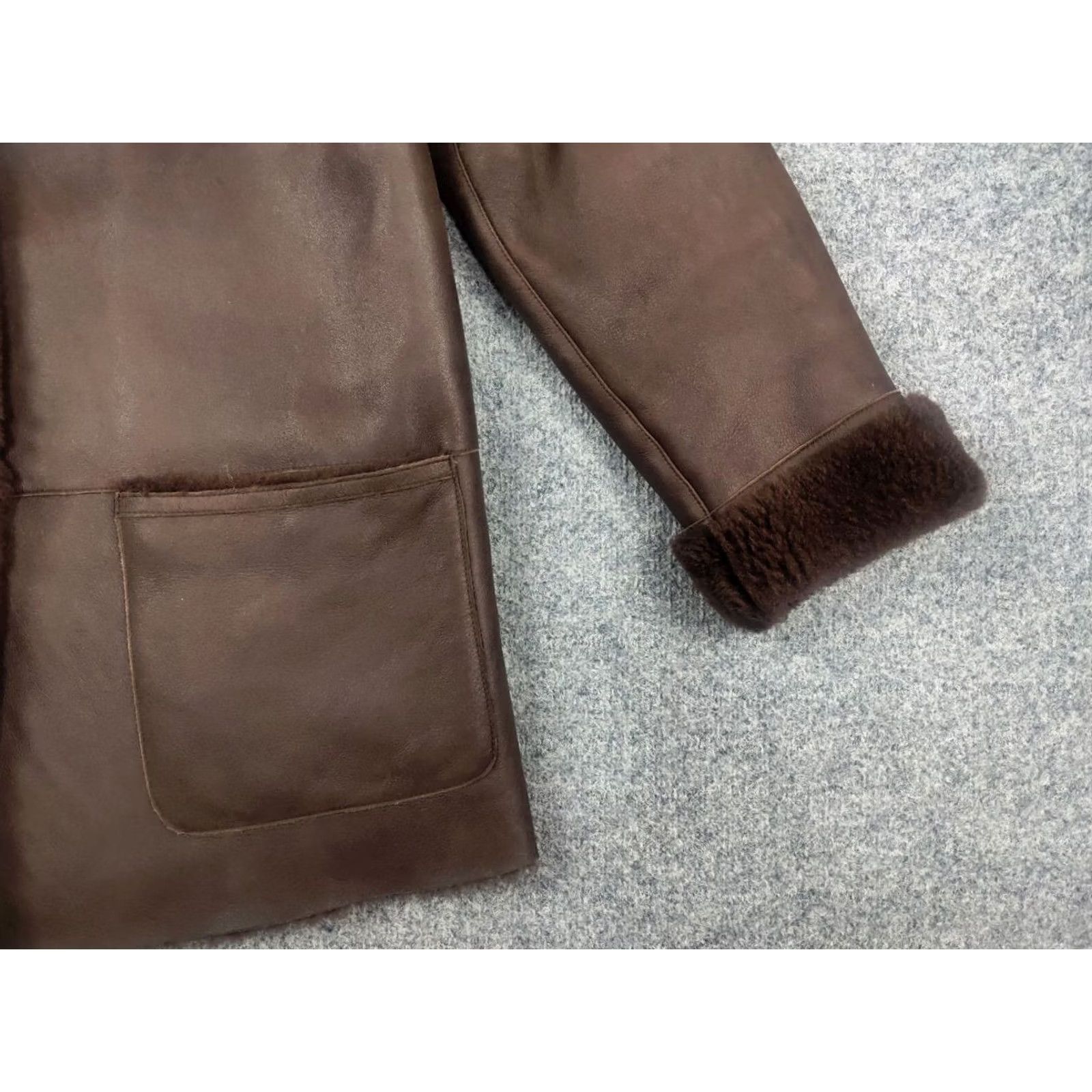 Gallotti VINTAGE Gallotti Bacis Italy Design Brown Leather Shearling Fur-Lined Coat Jacket Mens Leather Jacket Wool Lined Winter 80s 90s Size US M / EU 48-50 / 2 - 5 Thumbnail