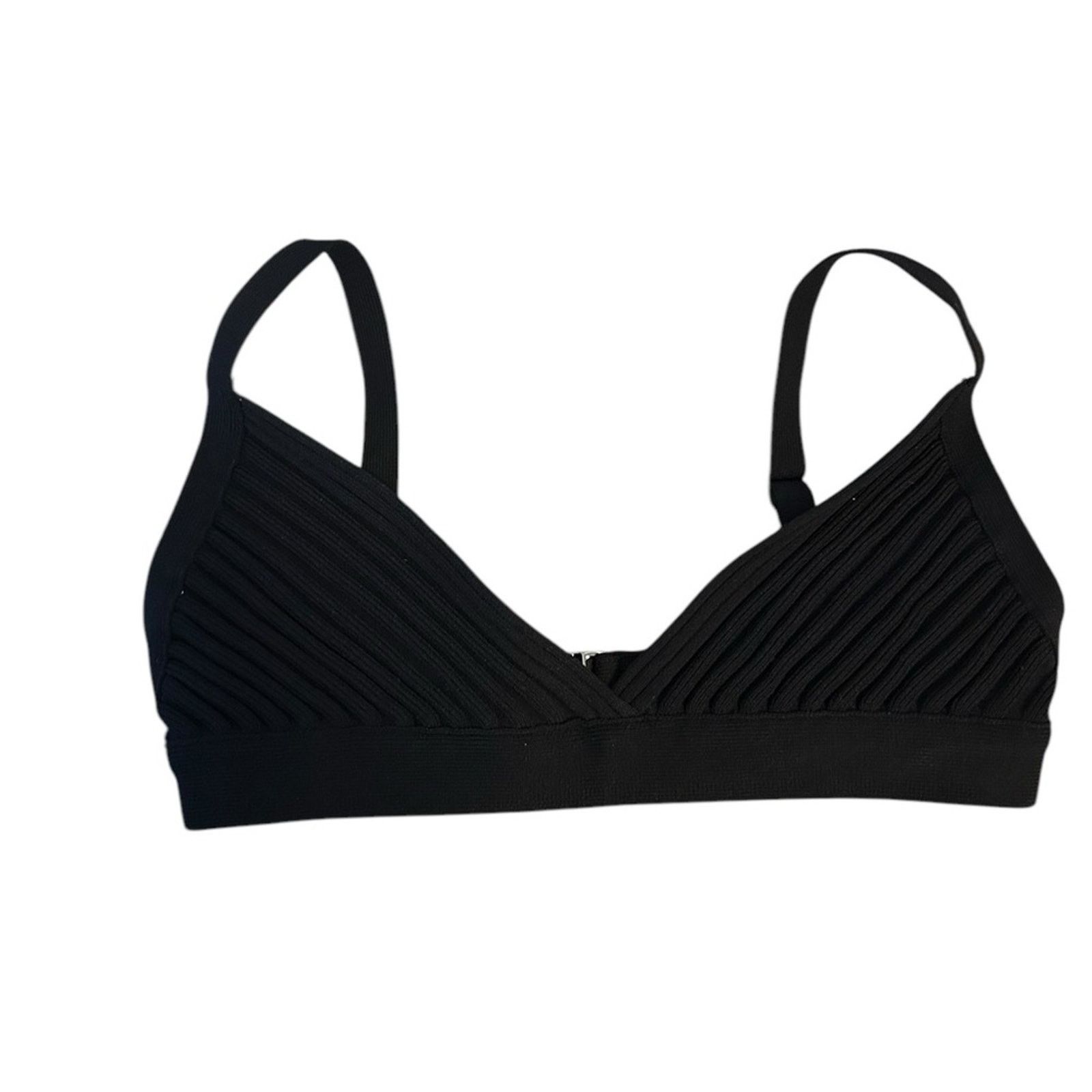 Aritzia Babaton Black Sculpt Knit Ribbed Bralette Size ONE SIZE - 1 Thumbnail