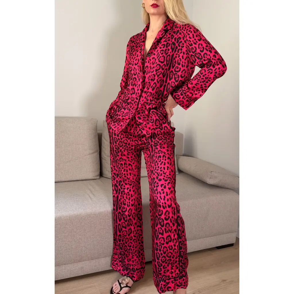Dolce & Gabbana Fuchsia Leopard Silk Lounge Set IT38