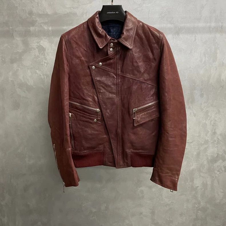 Dior Size 46 Classic burgundy irregularly divided zipper leathe Size US S / EU 44-46 / 1 - 1 Thumbnail