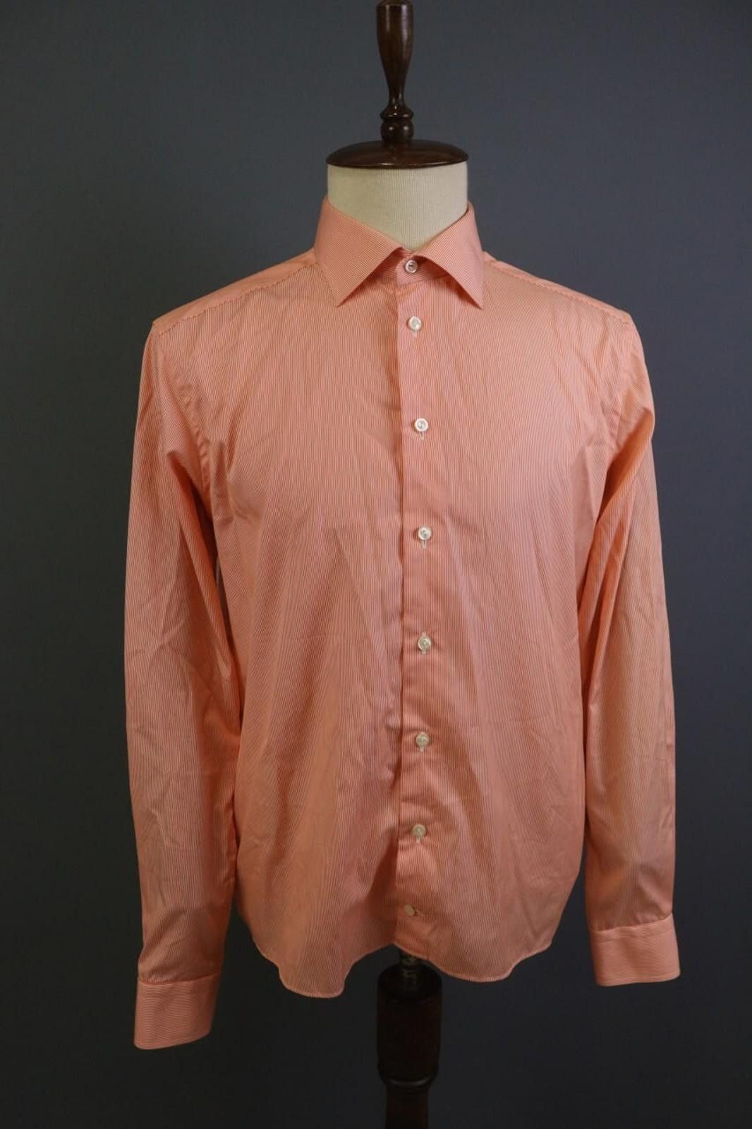 Eton Eton Orange Pinstriped Cotton Collar Dress Shirt Size 44 Size 38R - 6 Thumbnail