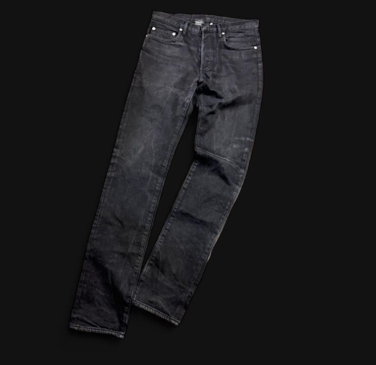 Dior × Hedi Slimane Dior Homme 06 Waxed Skinny Denim Jeans Black