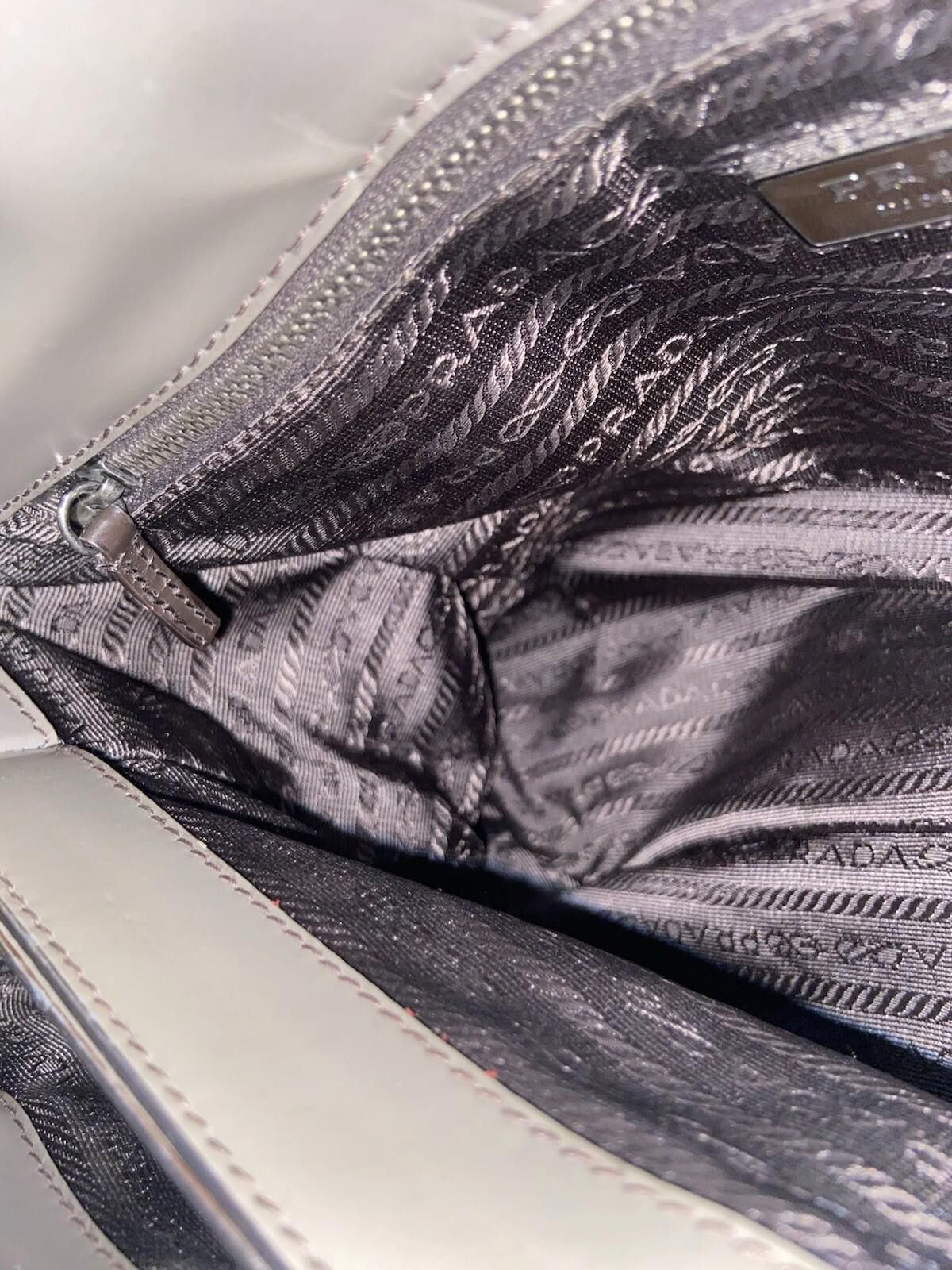 Prada Prada Spazzolato matte gray patent leather hand tote bag Size ONE SIZE - 10 Thumbnail