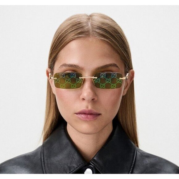 Gucci NEW GUCCI GG1808S 002 SUNGLASSES GOLD UNISEX SUNGLASSES Size ONE SIZE - 2 Thumbnail