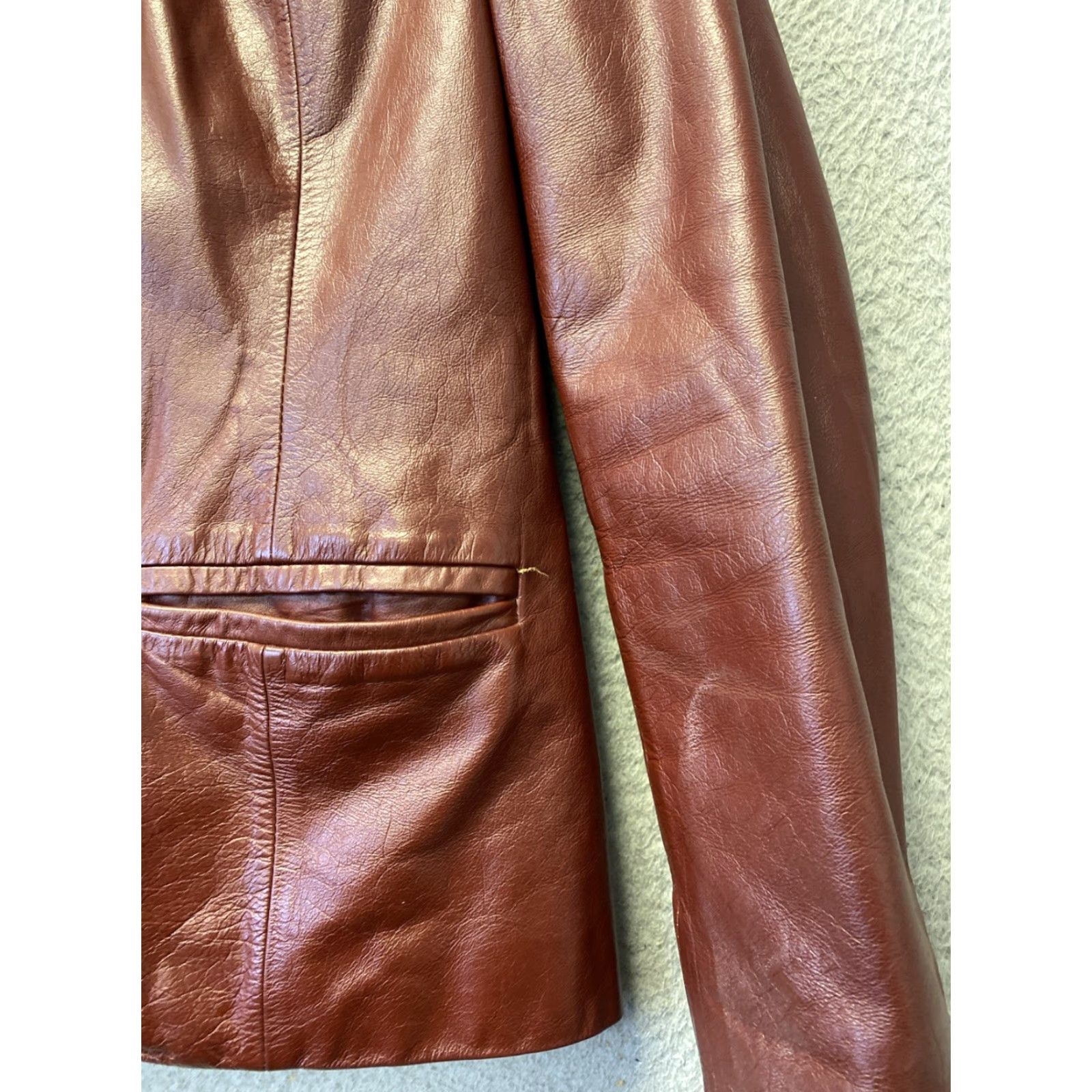 Vintage VINTAGE Berman’s Leather Jacket Women’s 14 Rust Brown / 0099 Jacket Women Rust Cognac 80s Casual Button Dry Clean Only Size XL / US 12-14 / IT 48-50 - 5 Thumbnail