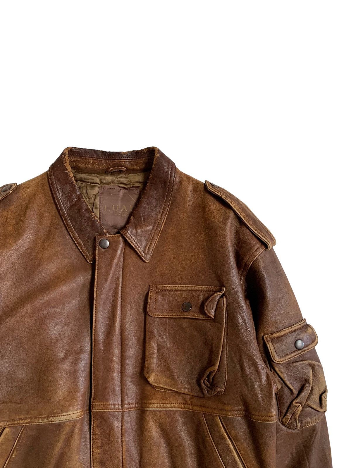 If Six Was Nine 1990s Luau Atsukawa - 3D Pocket Leather Cargo Jacket Size US L / EU 52-54 / 3 - 5 Thumbnail