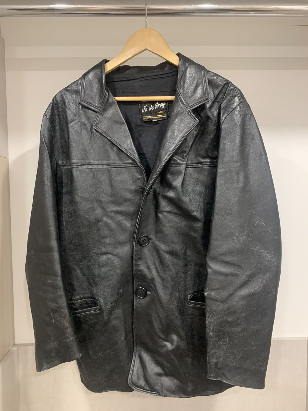 Other 90s Black vintage slightly distressed leather Jacket Size US L / EU 52-54 / 3 - 1 Thumbnail