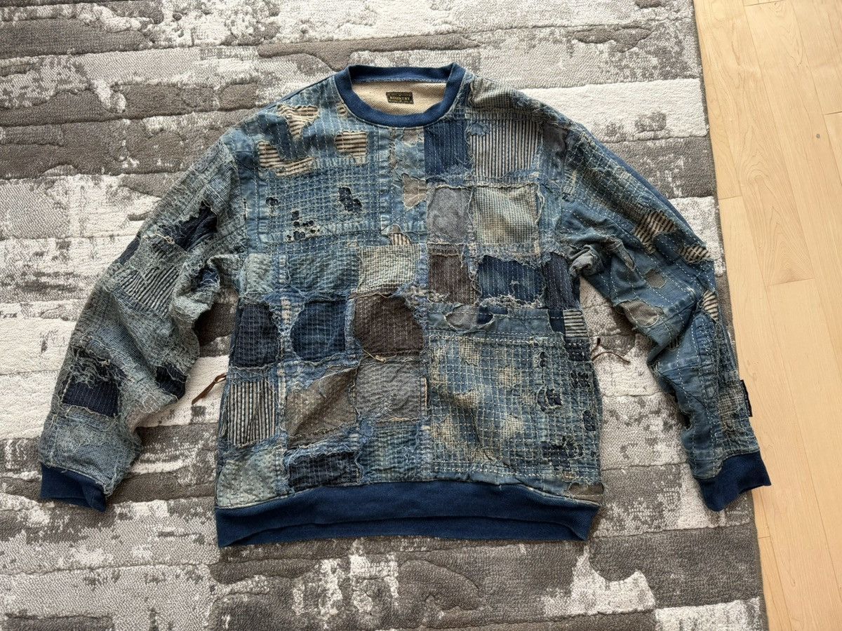 Kapital KAPITAL Boro Distressed Cotton/Linen Patchwork Sweatshirt Size US M / EU 48-50 / 2 - 3 Thumbnail