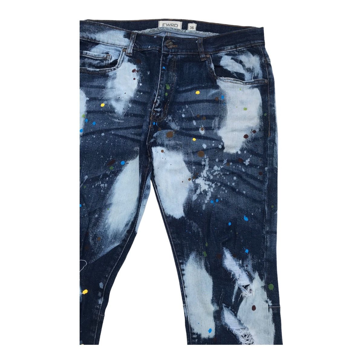 Other FWRD Distressed Bleached Streetwear Paint Splash Denim Pants Size US 35 - 2 Thumbnail