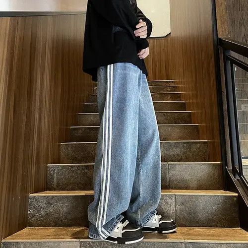 Japanese Brand Matsuzaka x Son Baggy Blue Track Denim Jeans Size US 34 / EU 50 - 1 Thumbnail