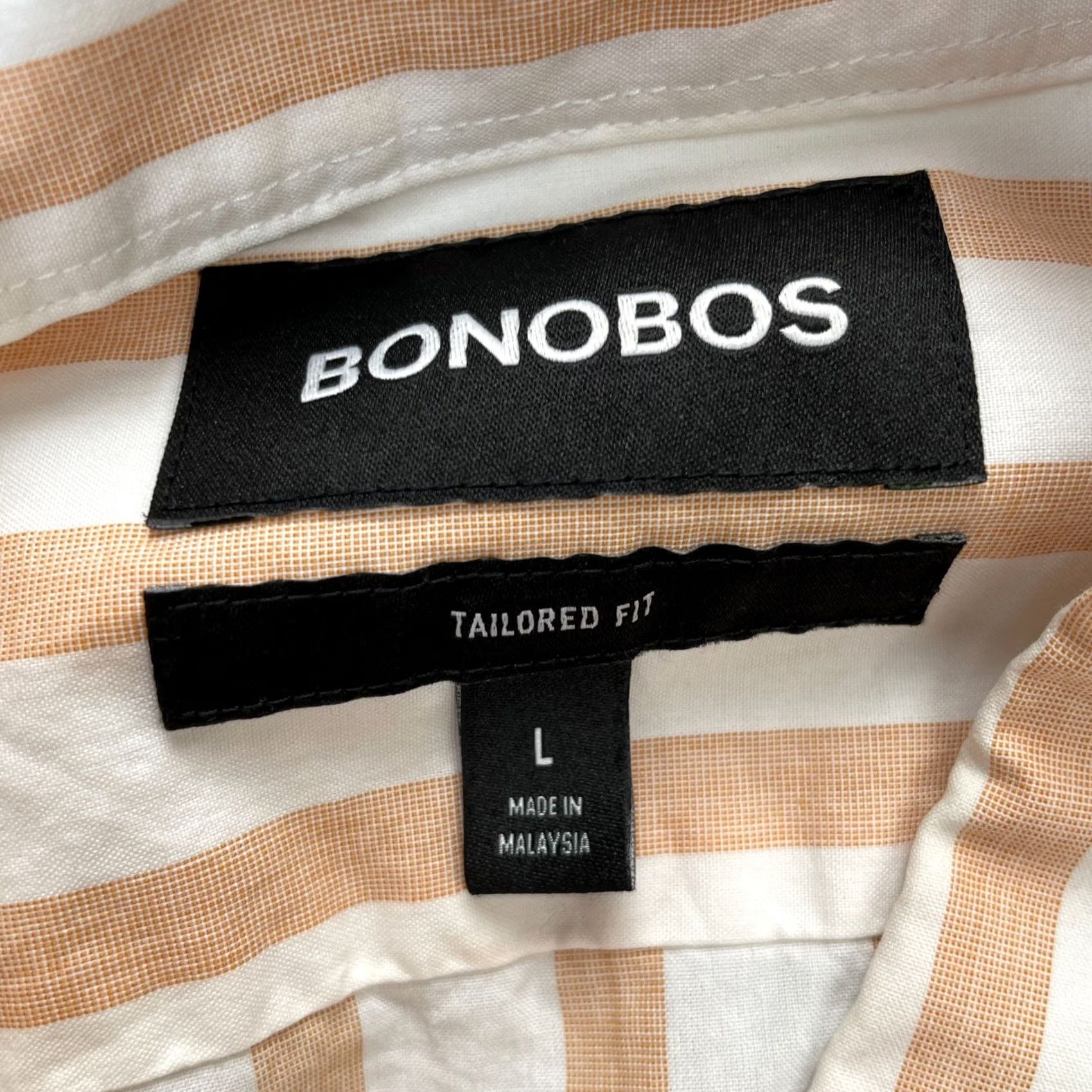 Bonobos Bonobos Shirt Mens Large White Tailored Fit Striped Cotton Button Down Size US L / EU 52-54 / 3 - 6 Thumbnail