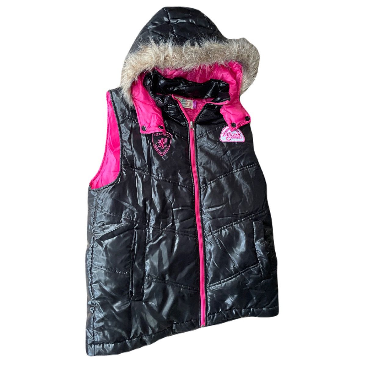 Japanese Brand 2000s Japanese archive vkei fur patch zip puffer vest Size US L / EU 52-54 / 3 - 3 Thumbnail
