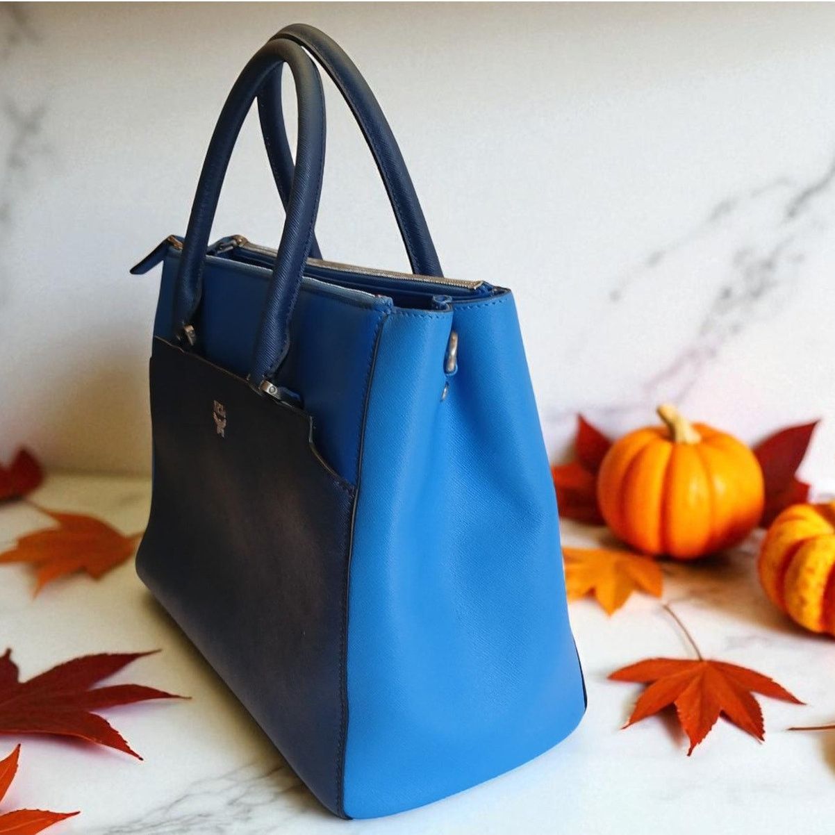MCM MCM Saffiano Leather Handbag Two-Tone Blue Size ONE SIZE - 3 Thumbnail