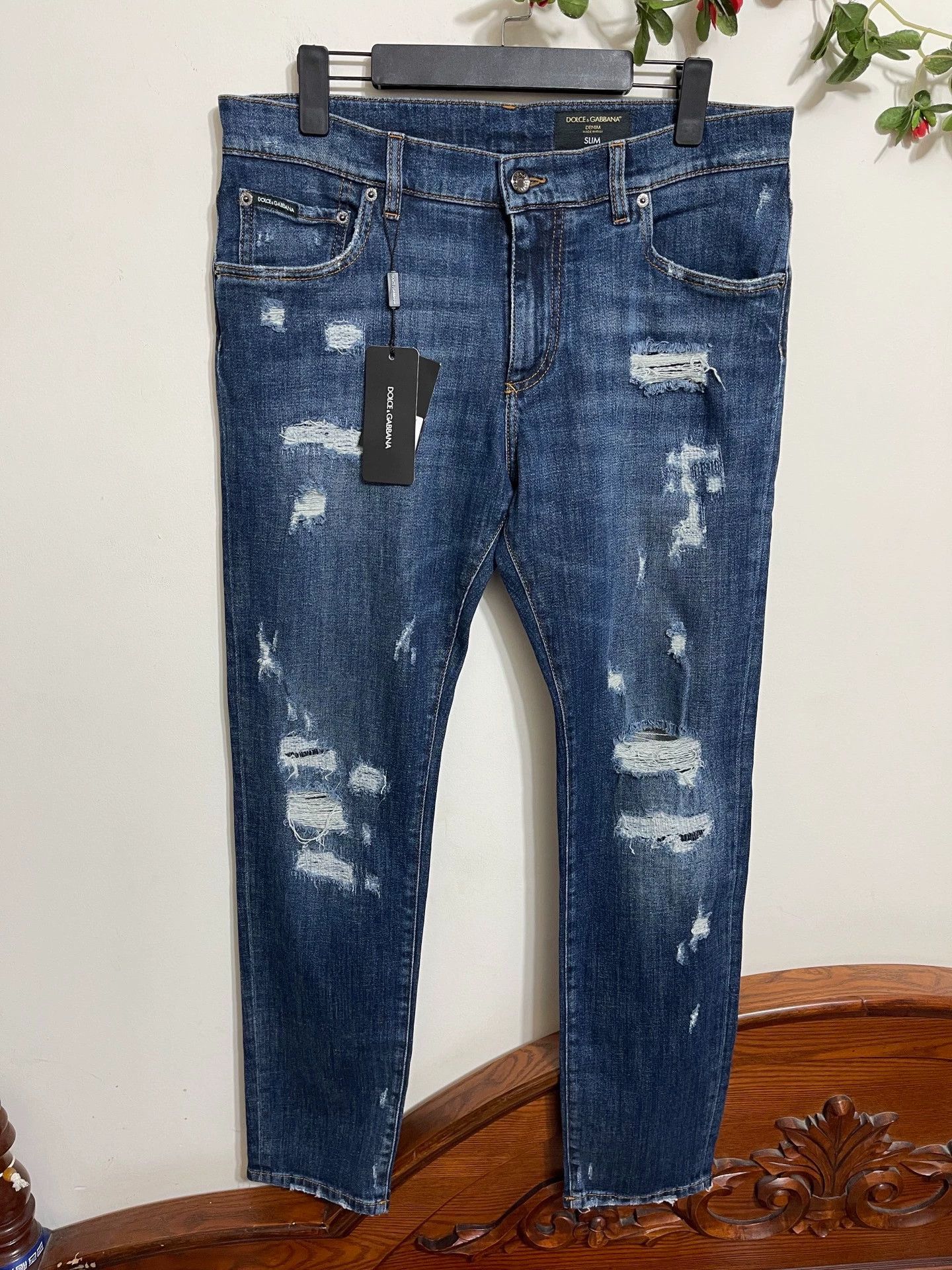 Dolce & Gabbana Dolce&Gabbana Slim Blue Distressed Jeans 50 Size US 34 / EU 50 - 1 Thumbnail