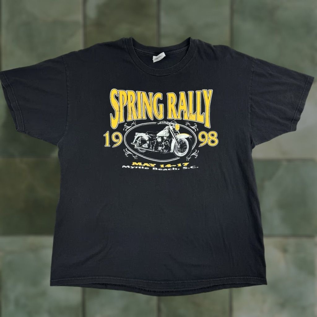 Hanes VINTAGE Biker Rally T Shirt Adult XL Black USA 1998 90s Motorcycle Hanes Tee Mens Shirt Size US XL / EU 56 / 4 - 1 Thumbnail
