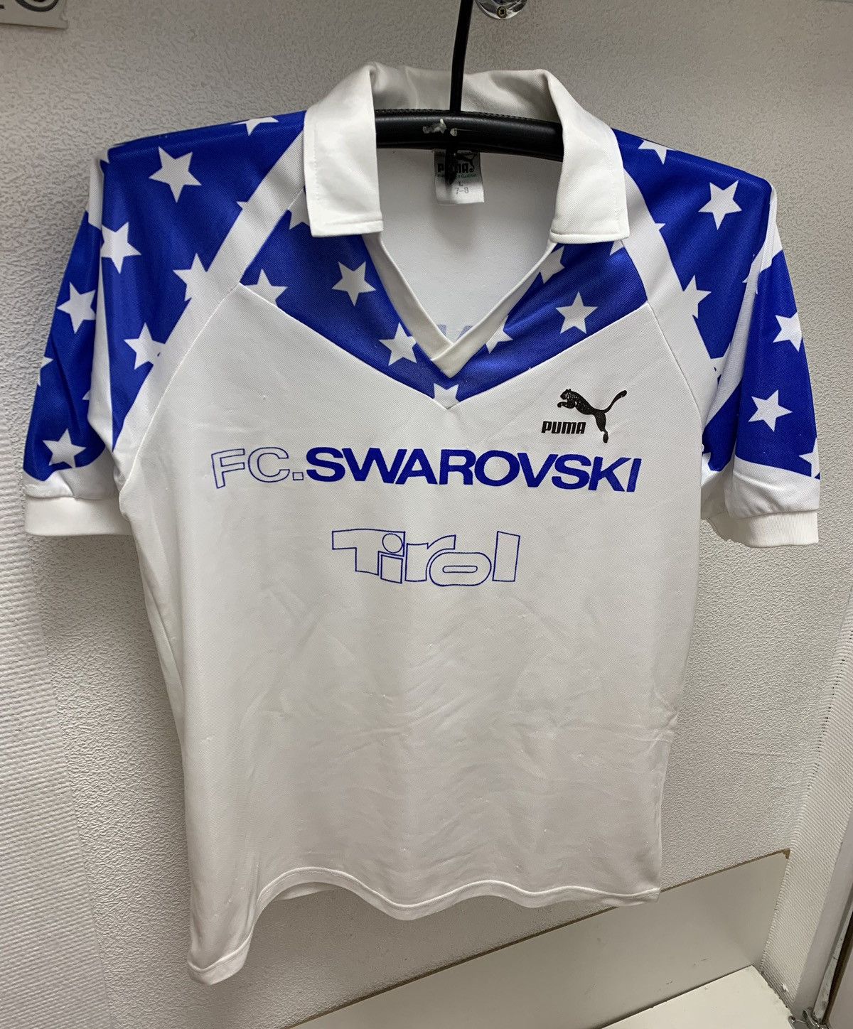 image of Fc Swarovski Tirol Vintage Puma Soccer Jersey 1991-92 L in White, Men's (Size Large)