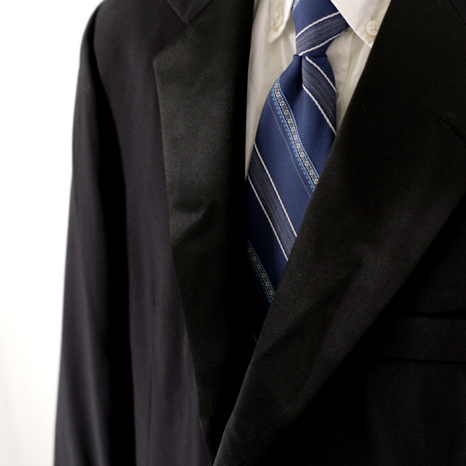 Stafford Stafford Essentials Black Wool 1 Felt Button Tuxedo Jacket 4 Size 40L - 3 Thumbnail