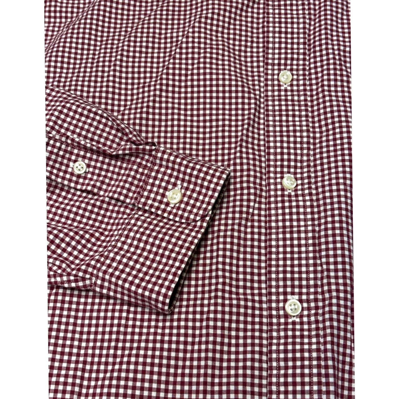 Ralph Lauren Ralph Lauren XXL Burgundy White Gingham Button Down Shirt - Classic Fit, Long Sleeve, Silk Blend Size US XXL / EU 58 / 5 - 3 Thumbnail
