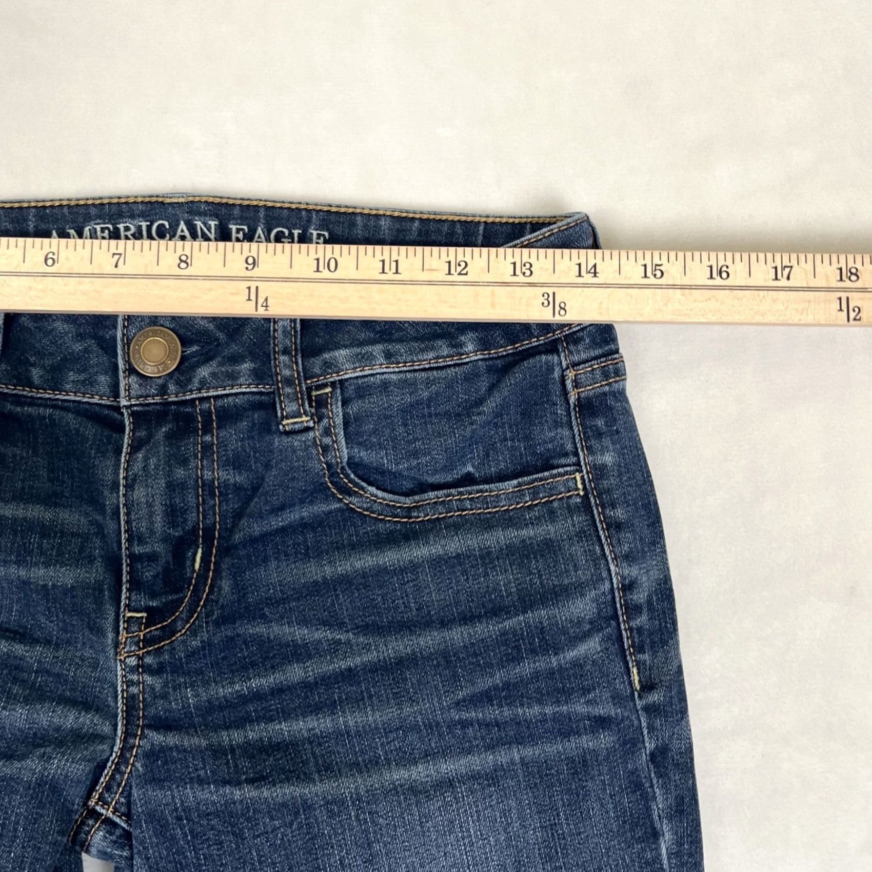 American Eagle Outfitters American Eagle Outfitters Jegging Jeans Women's 4 Regular Dark Blue Denim 5-Pocket Crop Stretch Size 27" / US 4 / IT 40 - 3 Thumbnail