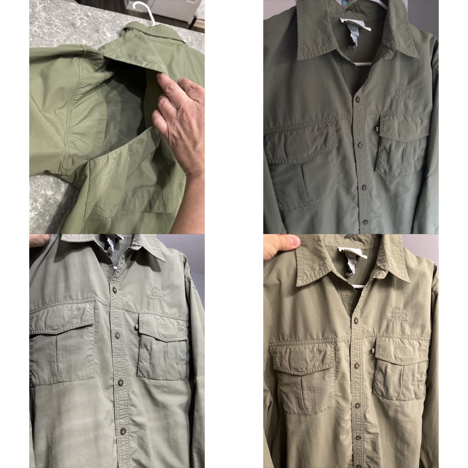 Hunter Ducks Unlimited Men's Hunter Olive Green Lightweight Vented Button-Down XL Shirt Size US XL / EU 56 / 4 - 11 Thumbnail