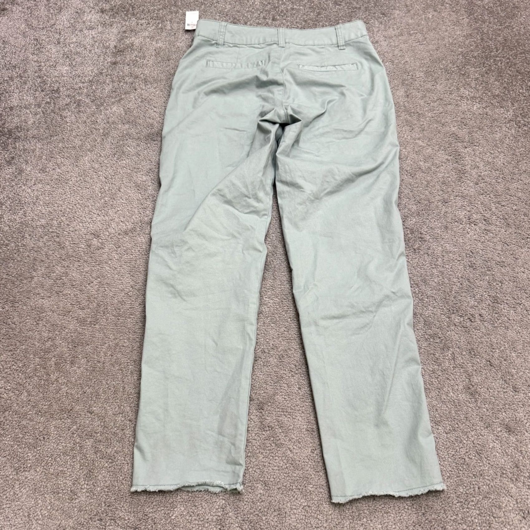 Gap Gap Factory Girlfriend Pants Womens 0 Mint Green Khaki Side Striped Ankle Raw Hem NWT Size 25" / US 0 / IT 36 - 2 Thumbnail