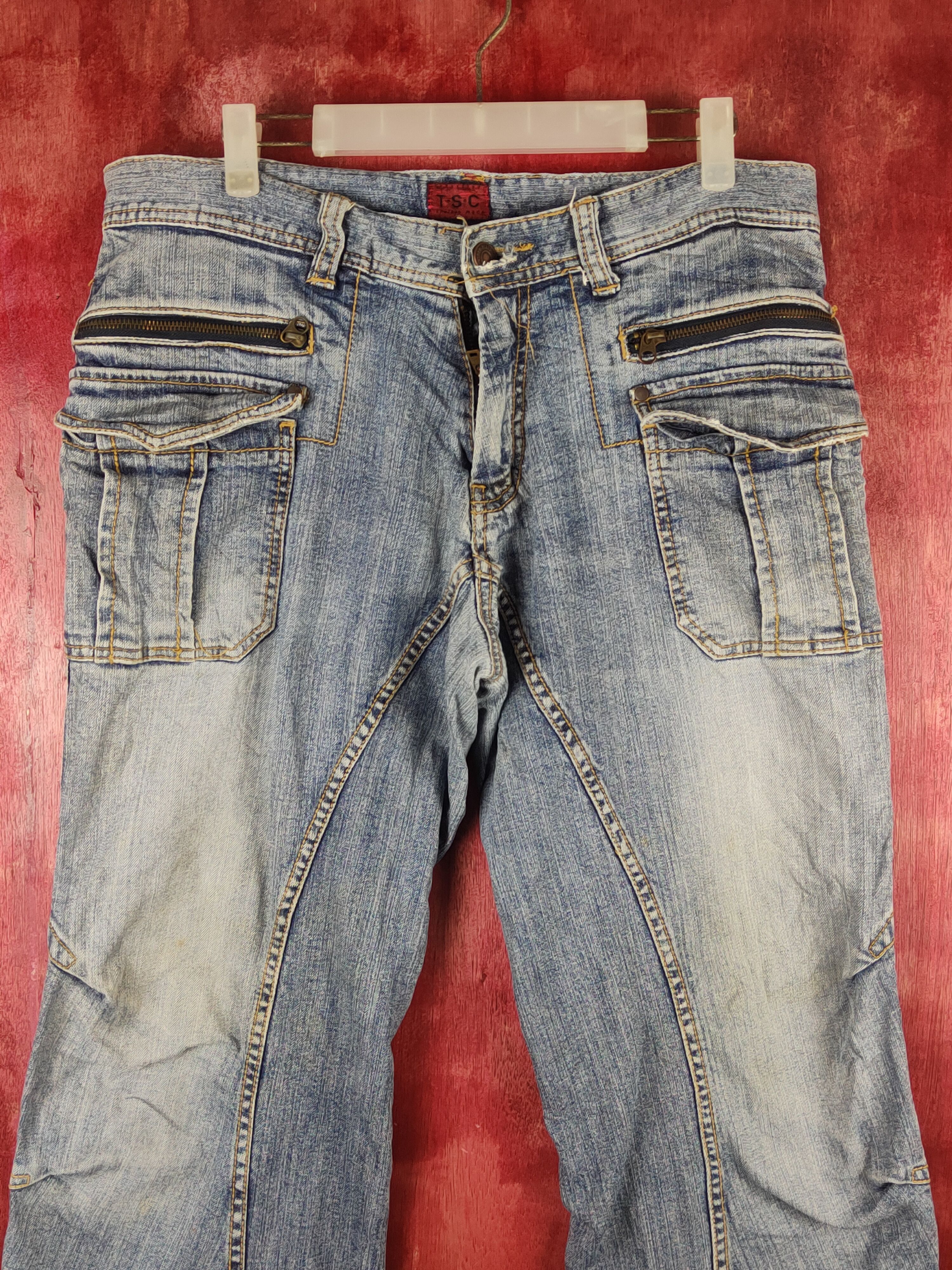 Japanese Brand T.s.c Blue Distressed Ripped Jeans #S2364 Size US 34 / EU 50 - 2 Thumbnail
