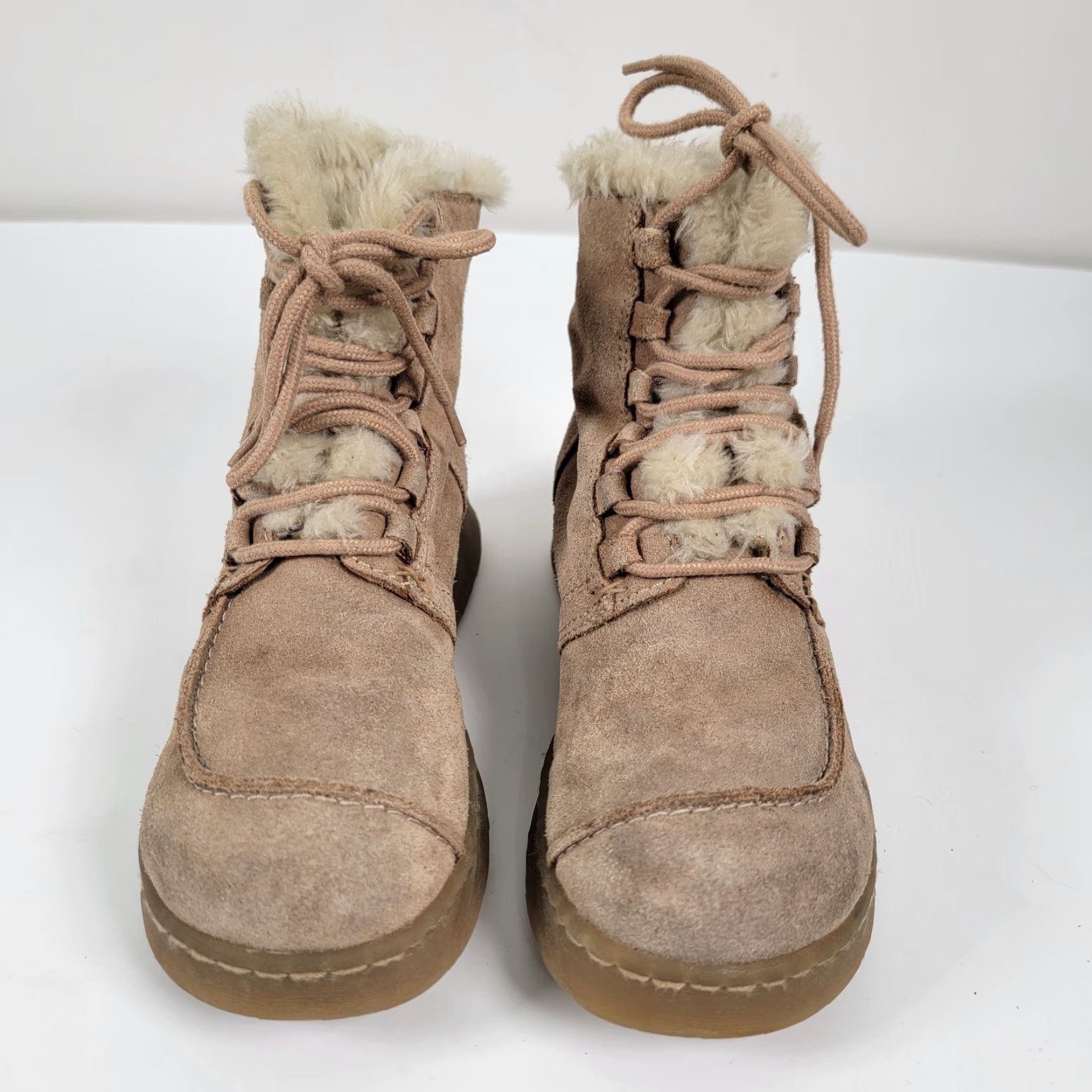 Vintage VINTAGE? No — Report Sierra Tan Suede Upper Boots Women's Winter Lace Up 7 Leather Outsole Lined Insulated Fur Size US 7 / IT 37 - 2 Thumbnail