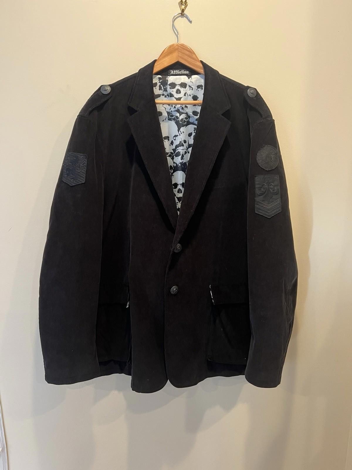 Affliction Affliction Black Corduroy Military Skull Blazer Mens Large Size US L / EU 52-54 / 3 - 1 Thumbnail