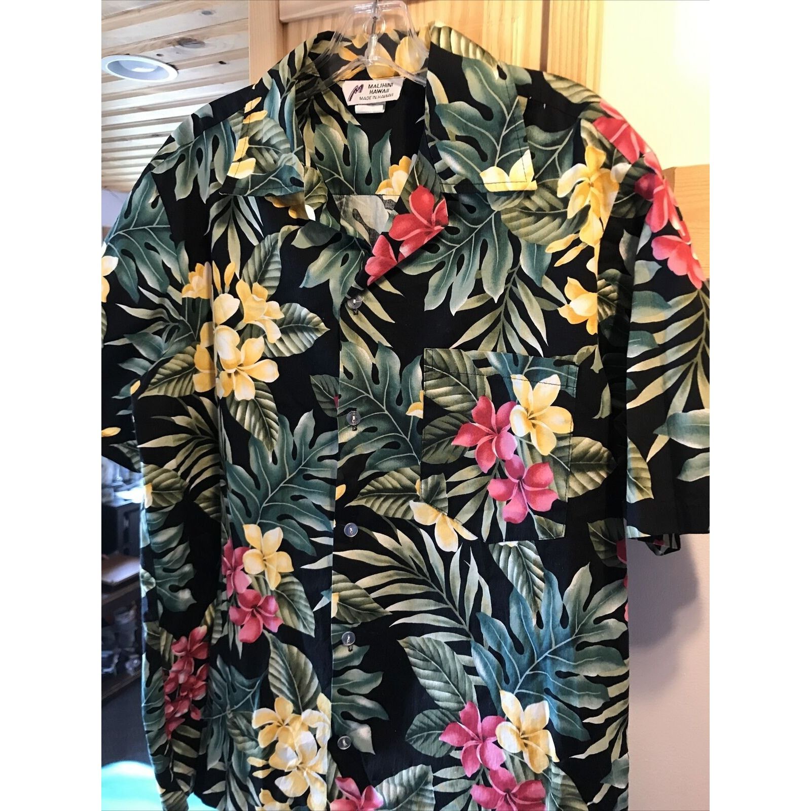Other Malihini VTG Men L Black Floral Button Cotton Hawaiian Shirt Size US L / EU 52-54 / 3 - 7 Thumbnail