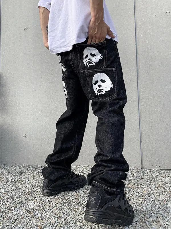 VIBE FACES Graphic Black Denim Jeans Size US 30 / EU 46 - 2 Thumbnail