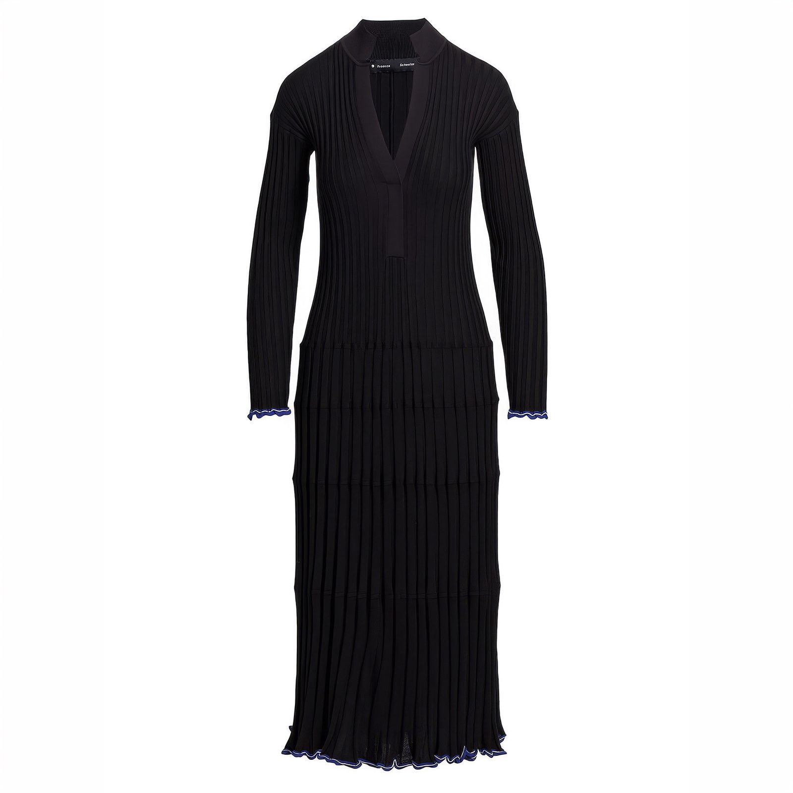 Proenza Schouler PROENZA SCHOULER Wide Ribbed Silk-Cashmere Midi Dress Black Size S / US 4 / IT 40 - 2 Thumbnail