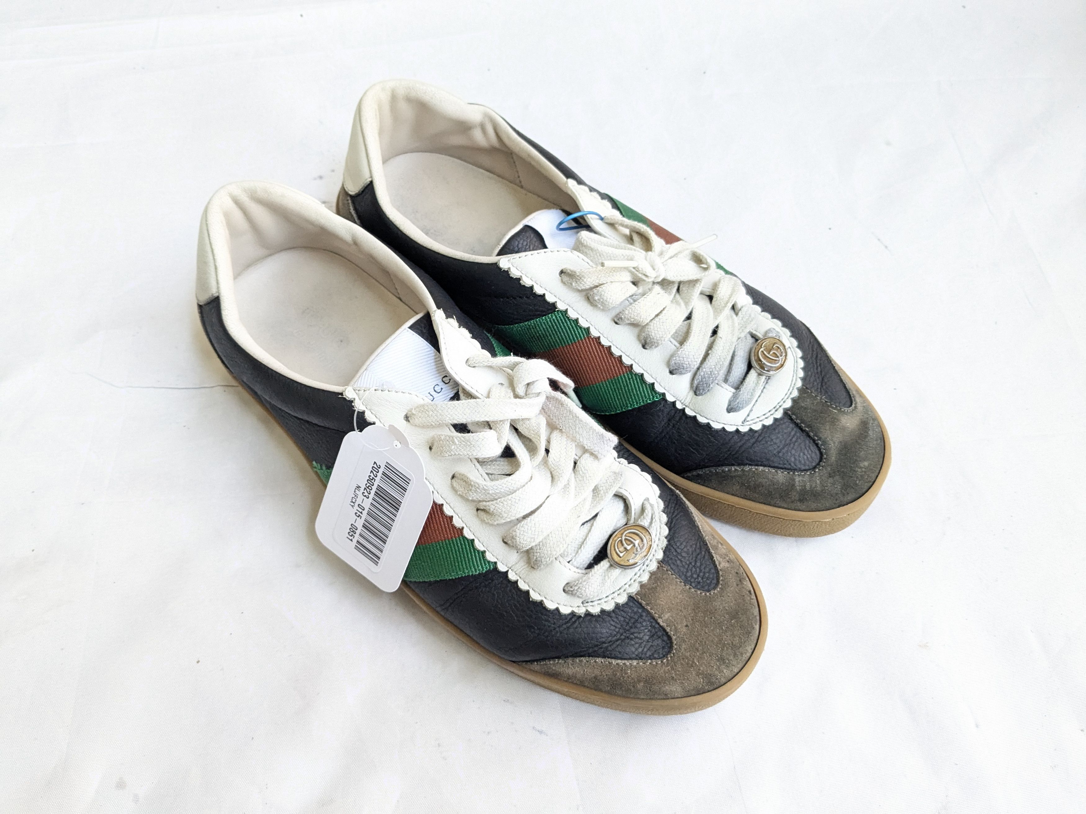 Gucci Gucci G74 Sneakers Black Leather 9 Web Gum Size US 9 / EU 42 - 2 Thumbnail