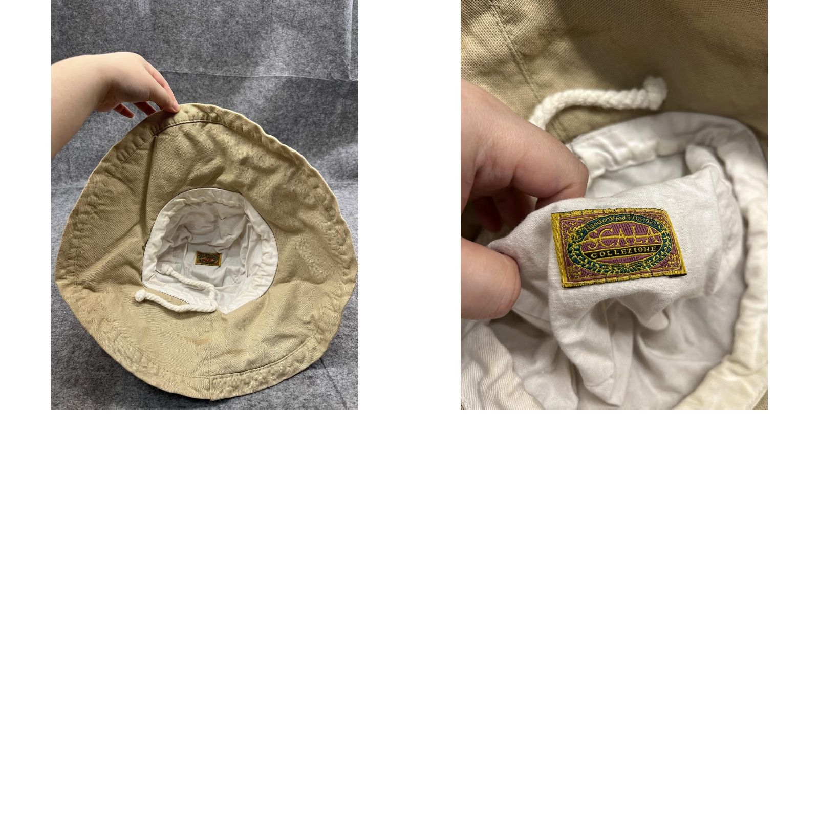 Vintage Scala Hat Bucket Fitted Adult7 1/2 Beige Canvas Wide Brim Sun Outdoor Beach Size ONE SIZE - 9 Thumbnail