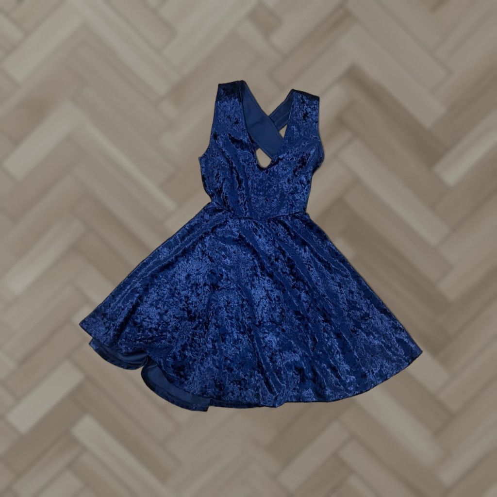 Lulus Lulus Blue Velour Sleeveless Dress Dress Lulus Velour Sleeveless Short 30in 18in Pit to Pit S Womens Size S / US 4 / IT 40 - 1 Thumbnail