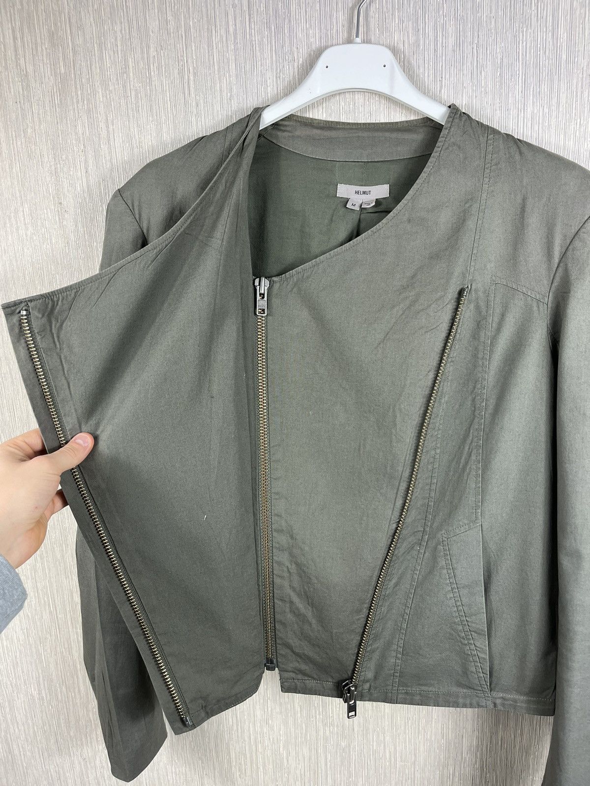 Helmut Lang × Vintage Helmut Lang moto biker cropped asymmetric zip draped jacket Size M / US 6-8 / IT 42-44 - 14 Thumbnail