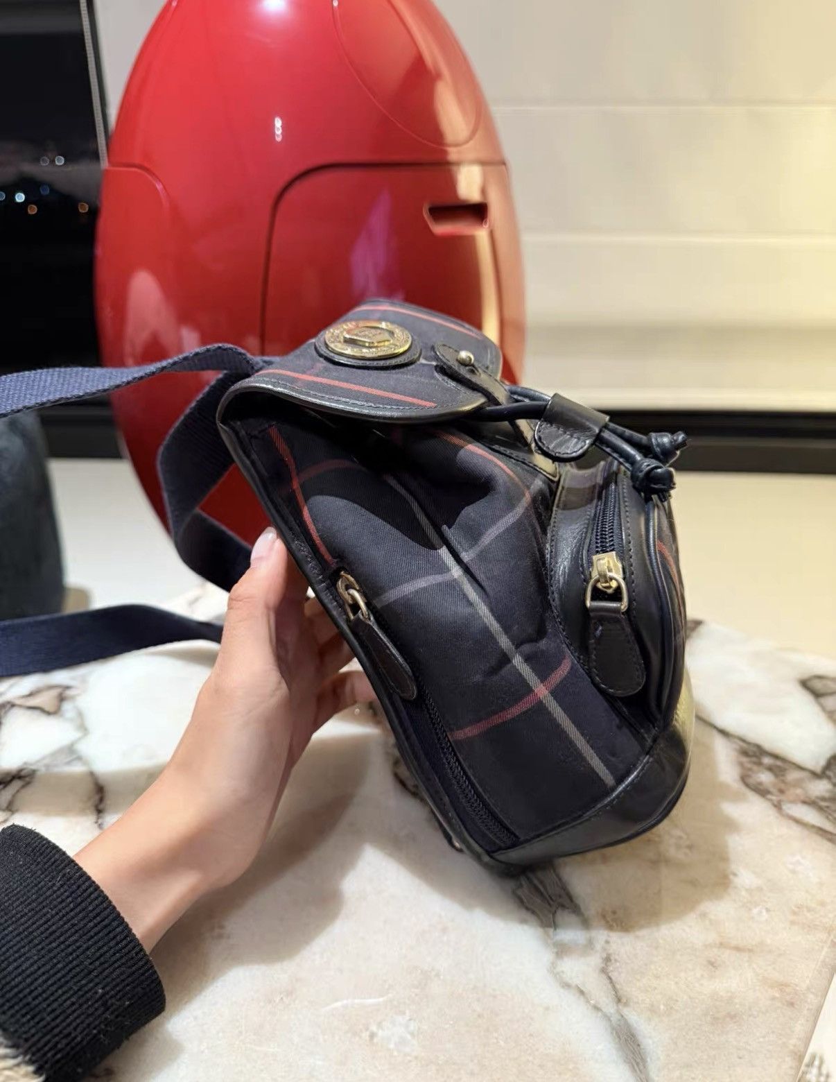 Burberry Burberry Mini Check Backpack with Golden Horse Logo J36 Size ONE SIZE - 4 Thumbnail