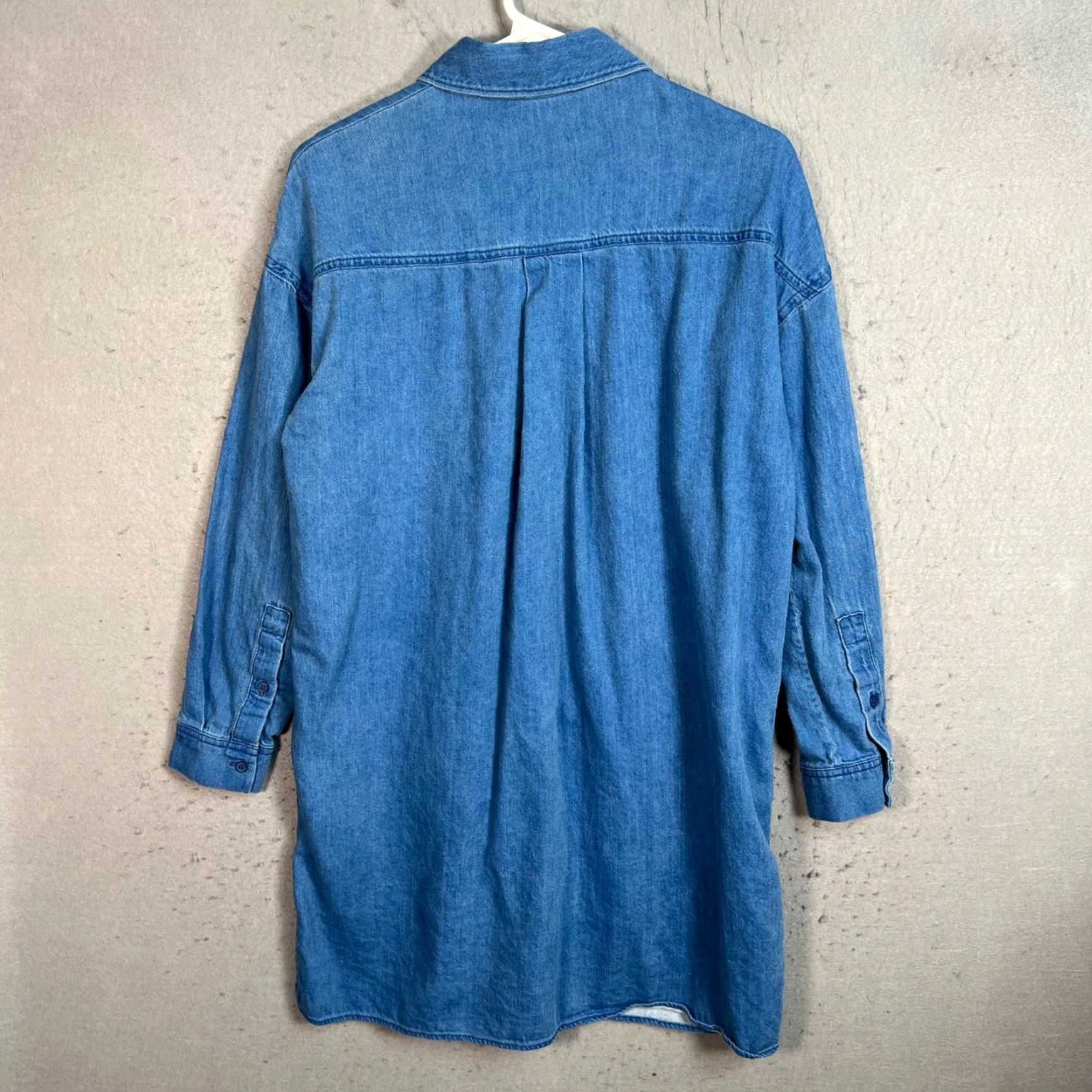 Cos COS Shirt Dress Women Oversized Denim Midi 2 Blue Cotton Button-Down Collared 2nd Hand/Natural Vintage No Mens Womens Girls Boys Size XS / US 0-2 / IT 36-38 - 2 Thumbnail