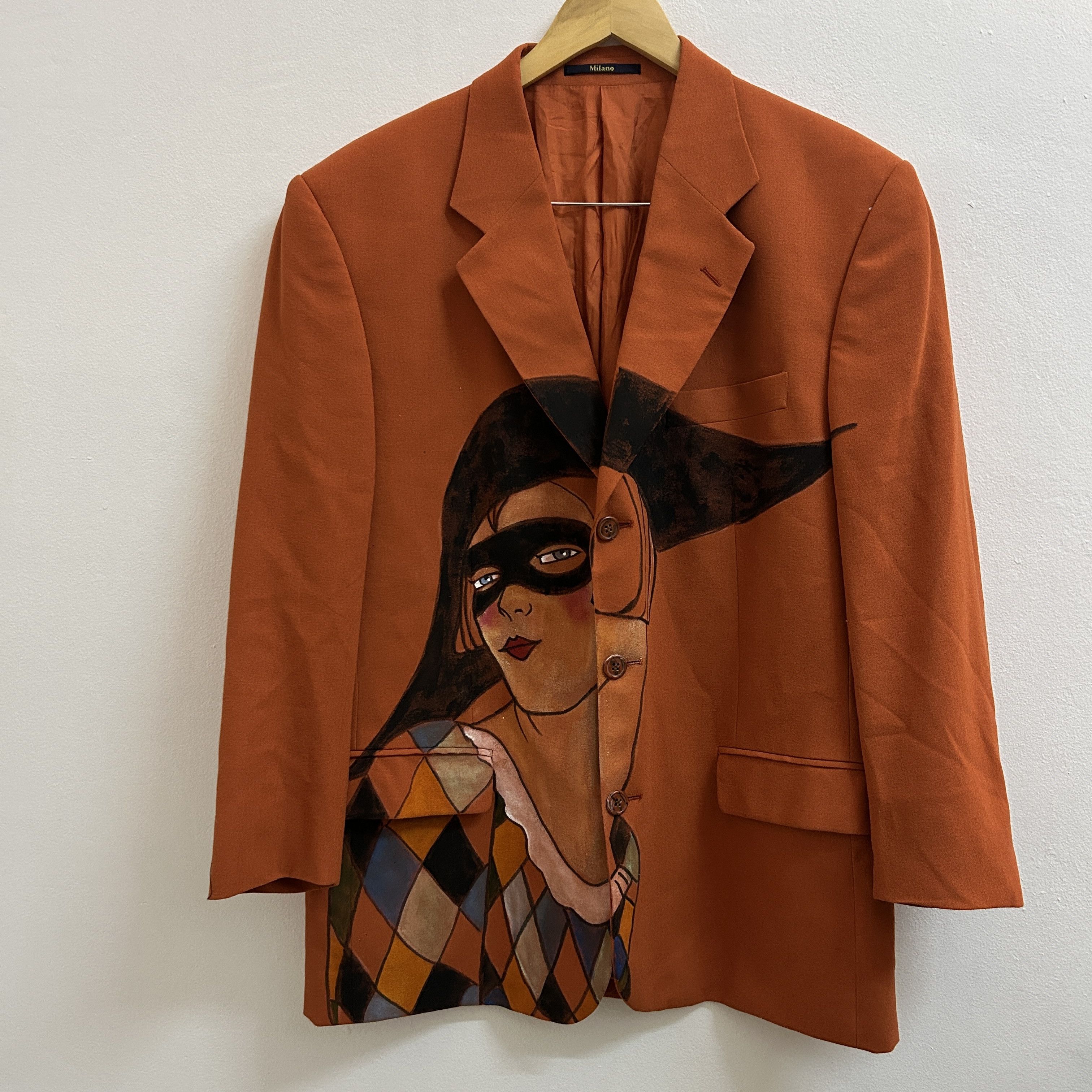 Custommade Hand-Painted Wool Harlequin Blazer Size XXL / US 16-18 / IT 52-54 - 9 Thumbnail