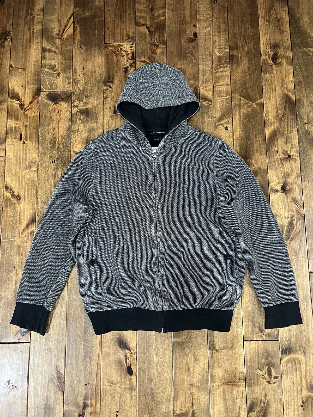 image of French Connection Zip Up Hoodie in Blue/White, Men's (Size Medium)