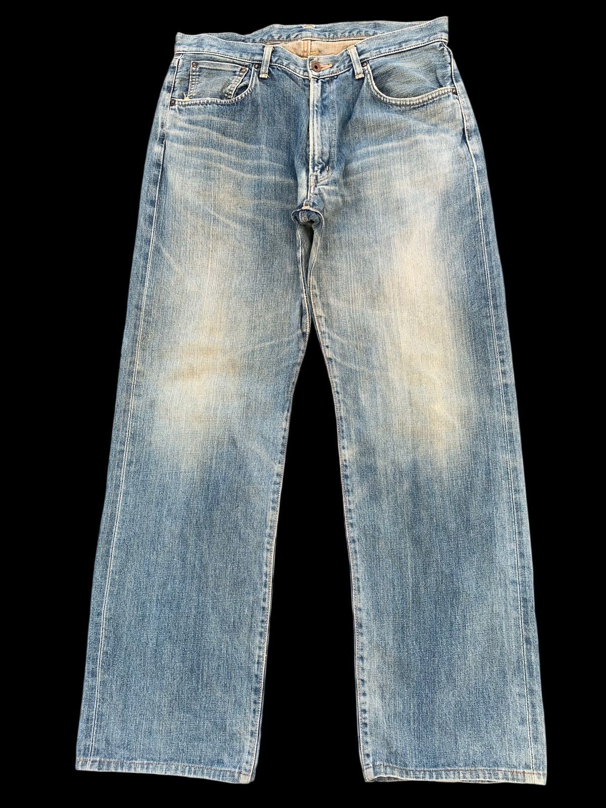 VINTAGE EDWIN 505 SELVEDGE FADED&RUSTY DISTRESSED DENIM