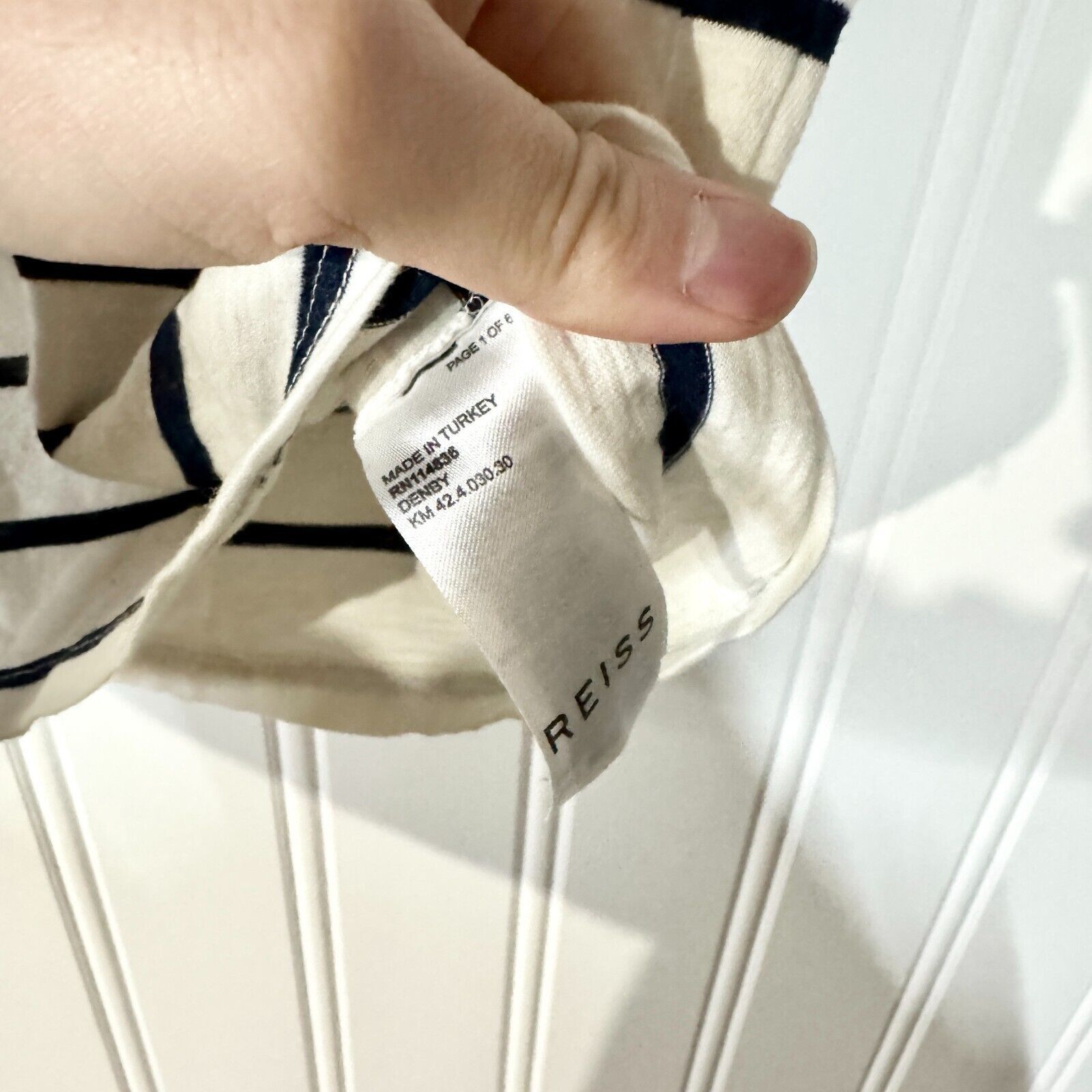 Reiss Reiss Cotton Navy White Stripe Casual Tee Size Medium Size M / US 6-8 / IT 42-44 - 4 Thumbnail