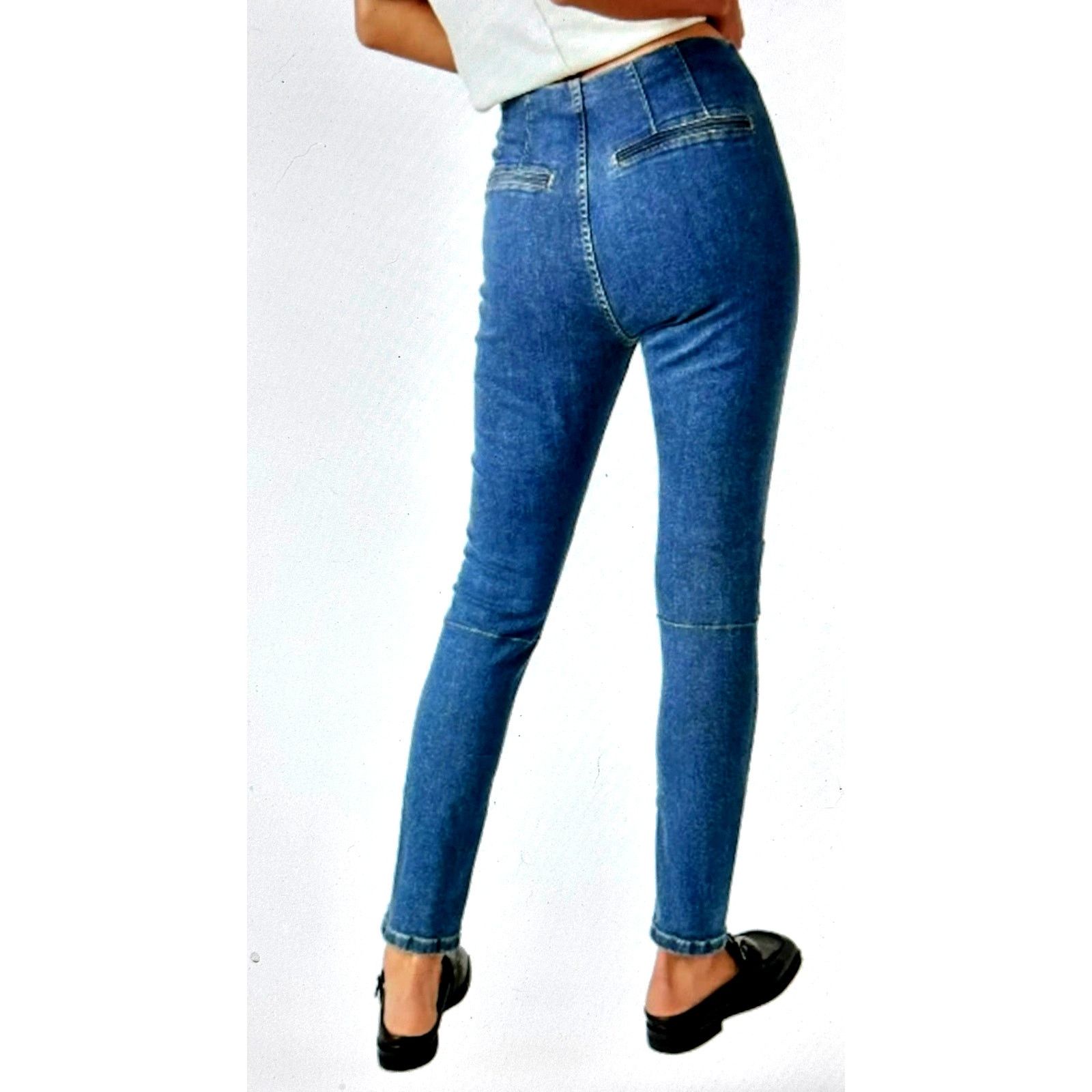 Free People Free People Bella Moto High-Rise Skinny Jeans Light Blue 28 Size 28" / US 6 / IT 42 - 8 Thumbnail