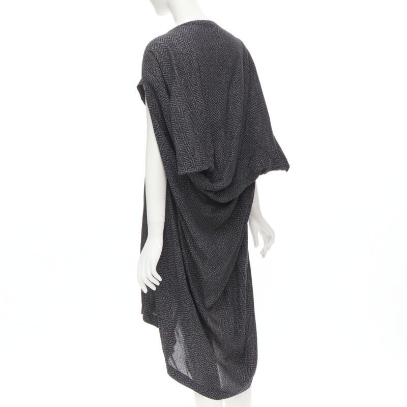 Comme des Garcons COMME DES GARCONS 1980's Vintage grey chevron asymmetric draped cocoon dress Size M / US 6-8 / IT 42-44 - 1 Thumbnail