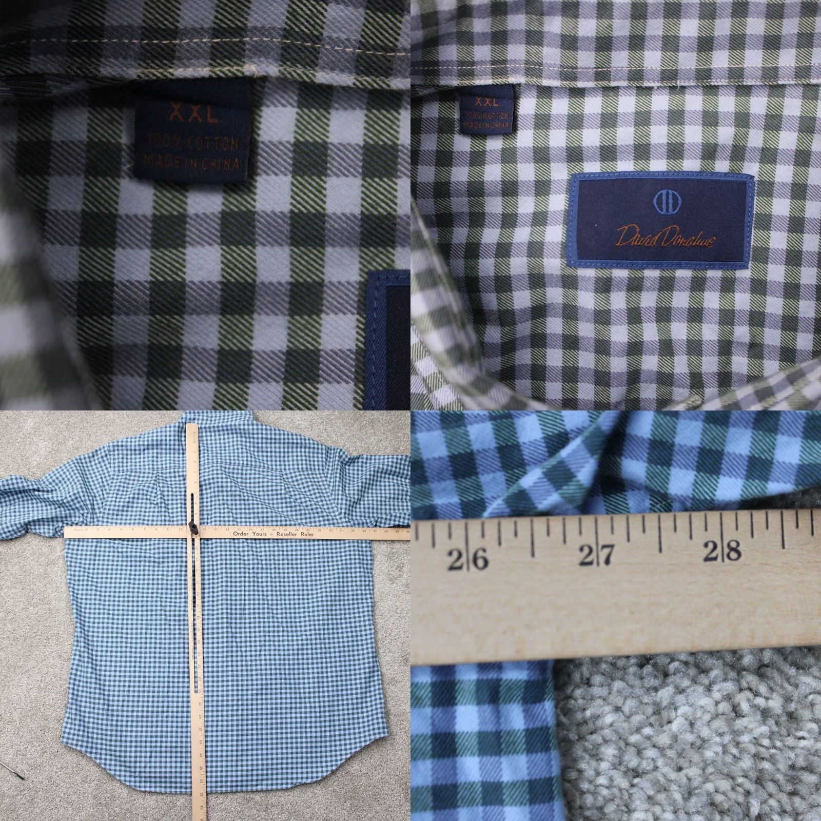 David Donahue David Donahue Shirt Mens 2XL XXL Blue Plaid 100% Cotton Long Sleeve Button Up Size US XXL / EU 58 / 5 - 8 Thumbnail