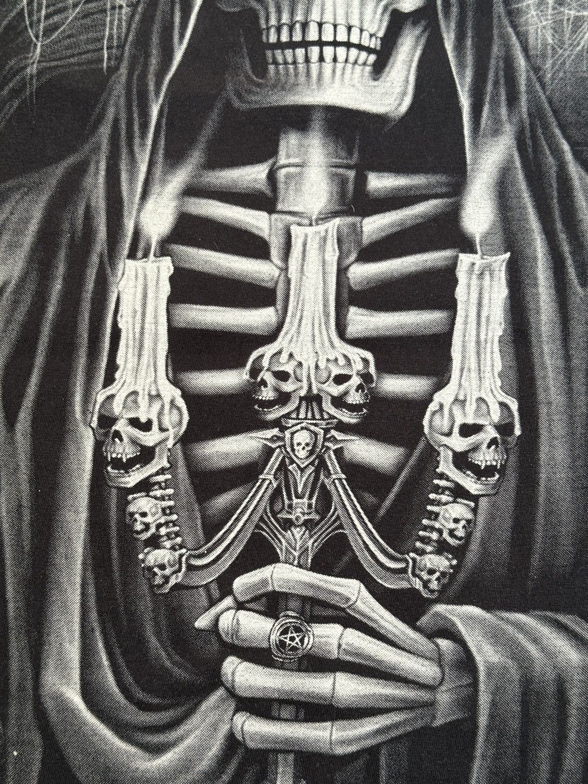 Gildan Grim Reaper Skull Candle Tatoo Death Rock Discharge t shirt Size US XL / EU 56 / 4 - 17 Thumbnail