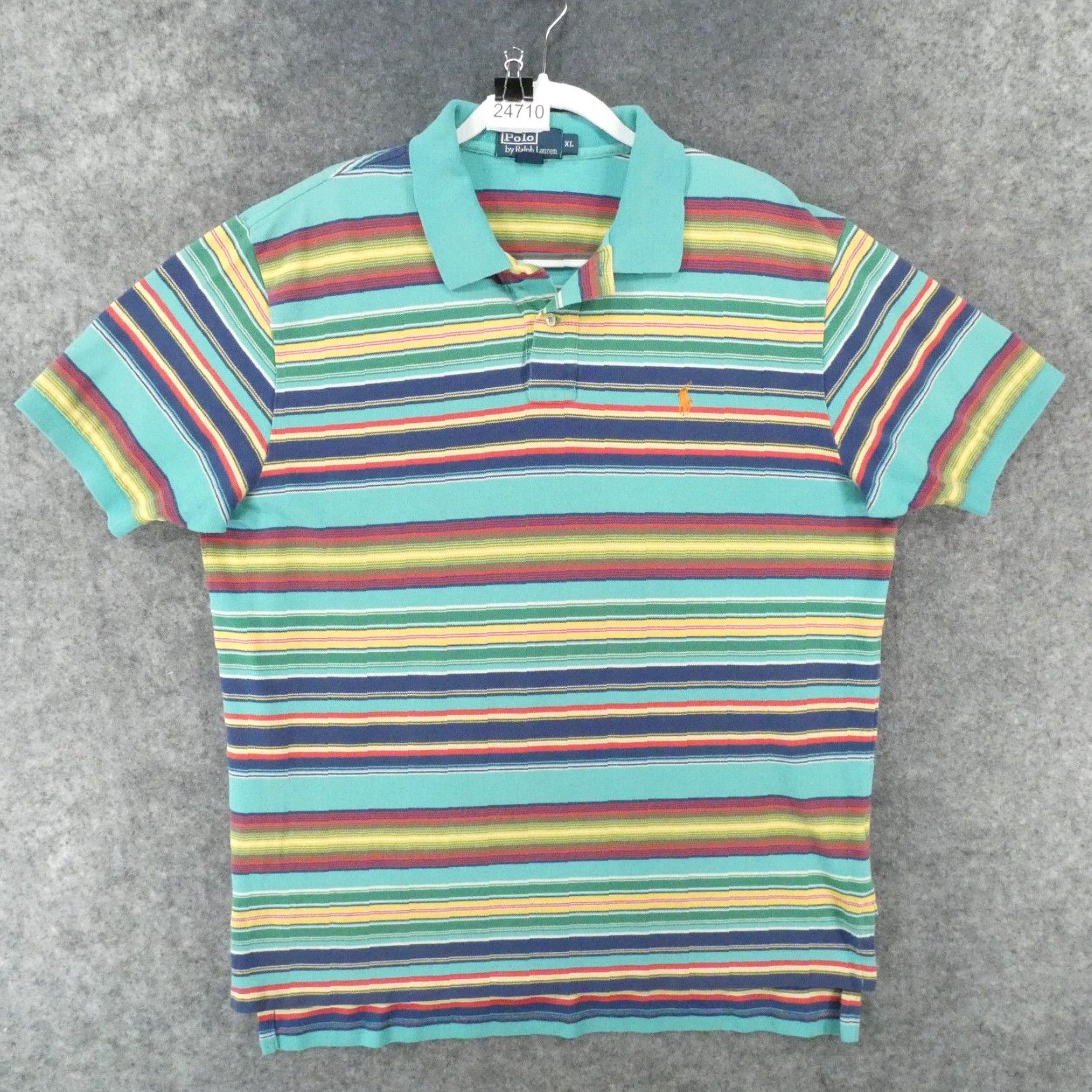 POLO RALPH LAUREN Men 2024 Small White Multi Classic Fit Rainbow Striped Polo Shirt